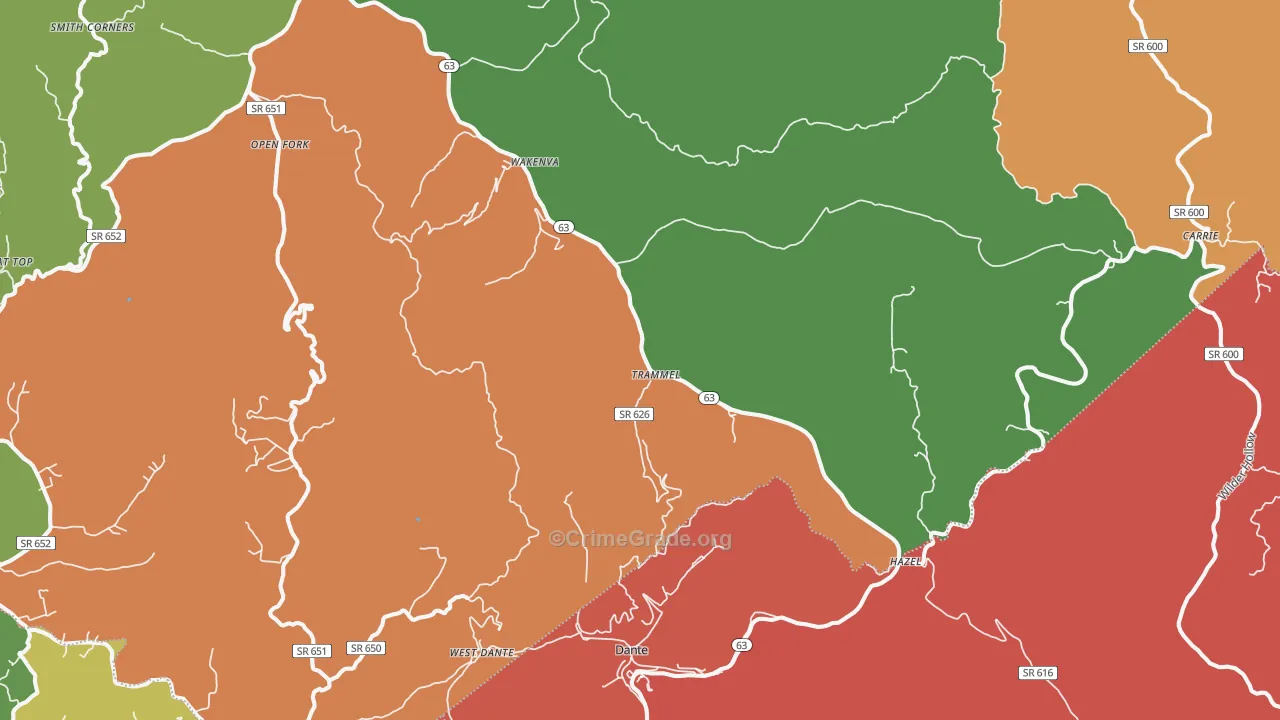 Dante, VA Map of Vandalism Rates
