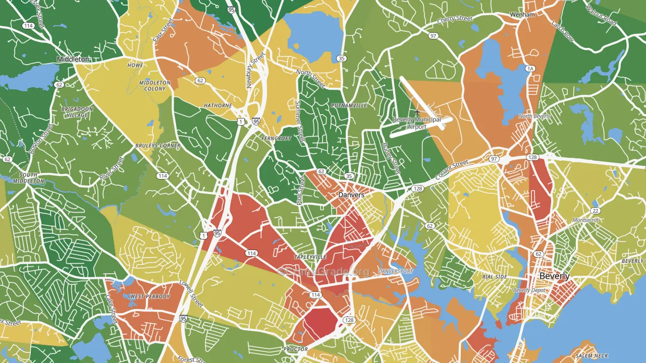 Danvers, MA Map of Vandalism Rates