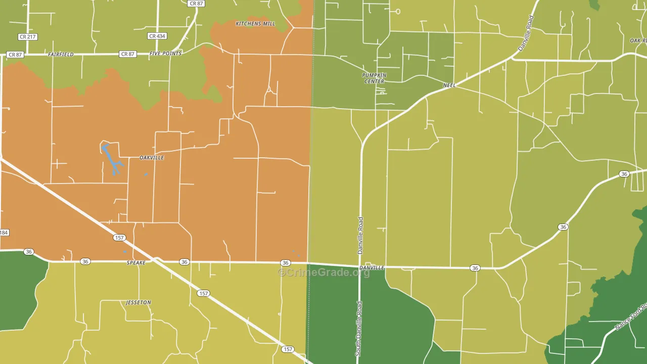 Danville, AL Map of Vandalism Rates