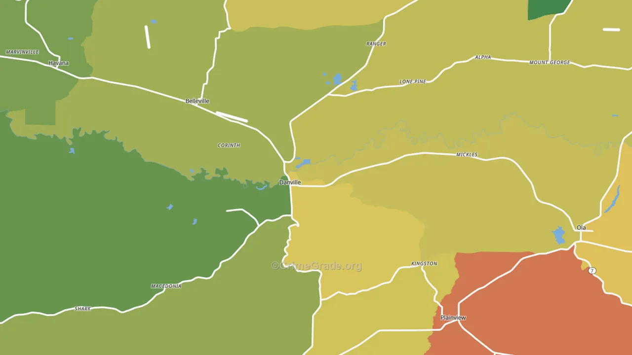 Danville, AR Map of Vandalism Rates