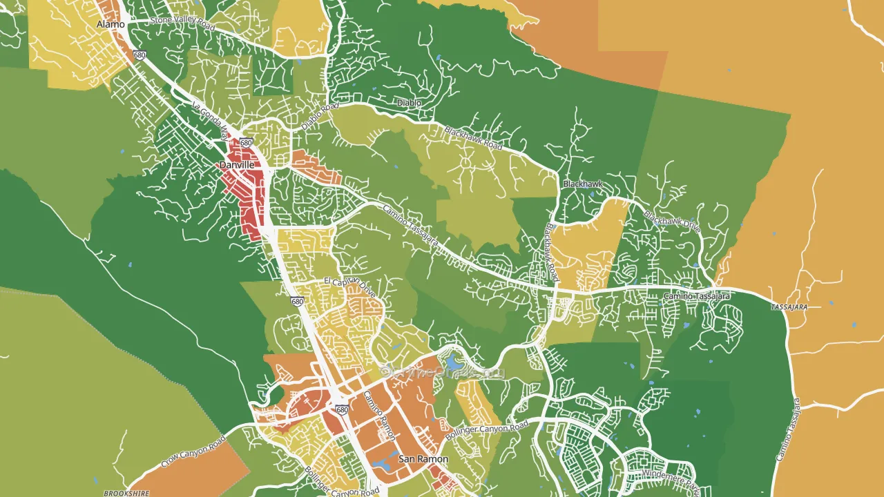 Danville, CA Map of Vandalism Rates
