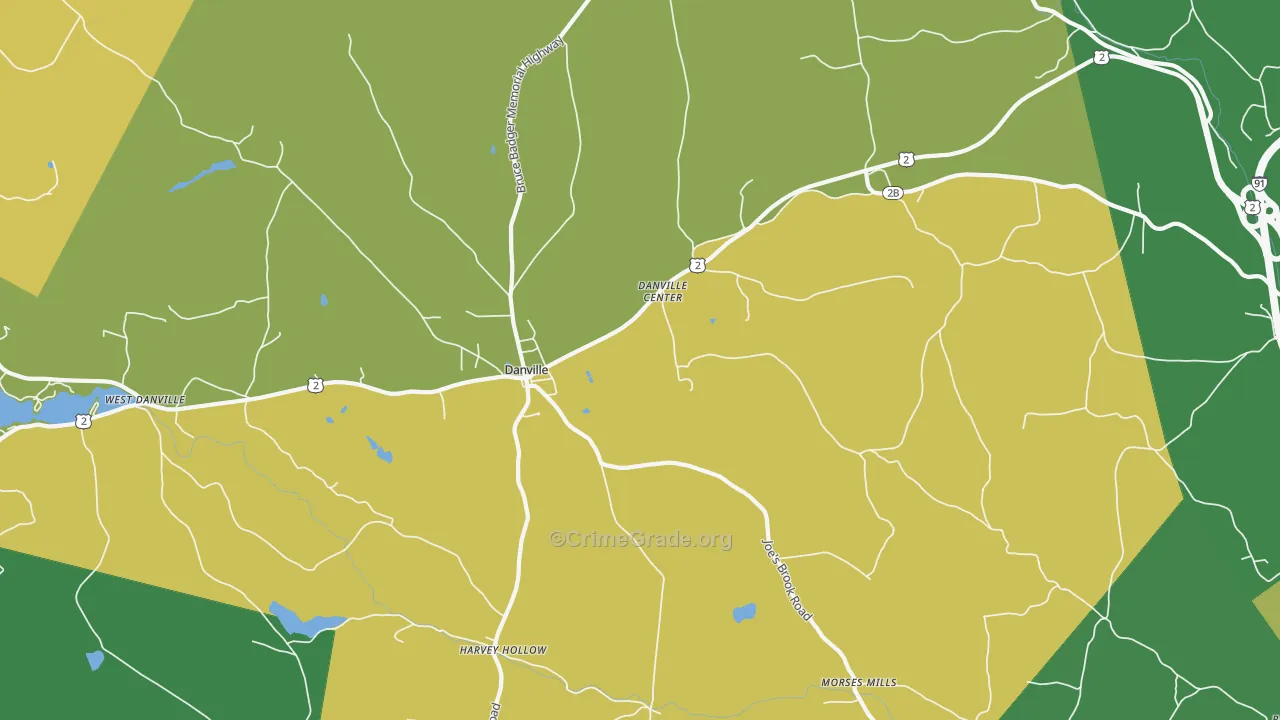 Danville Center, VT Map of Vandalism Rates