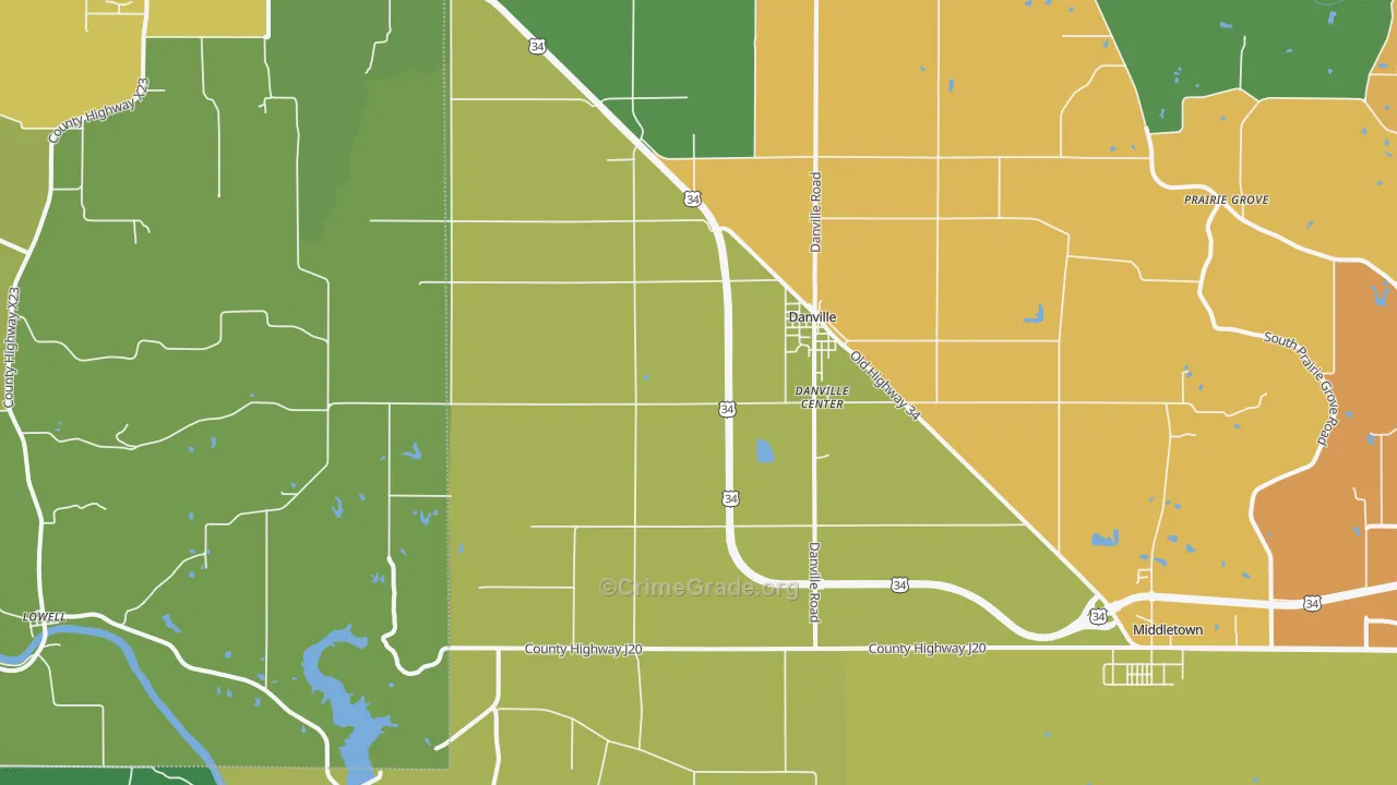 Danville, IA Map of Vandalism Rates