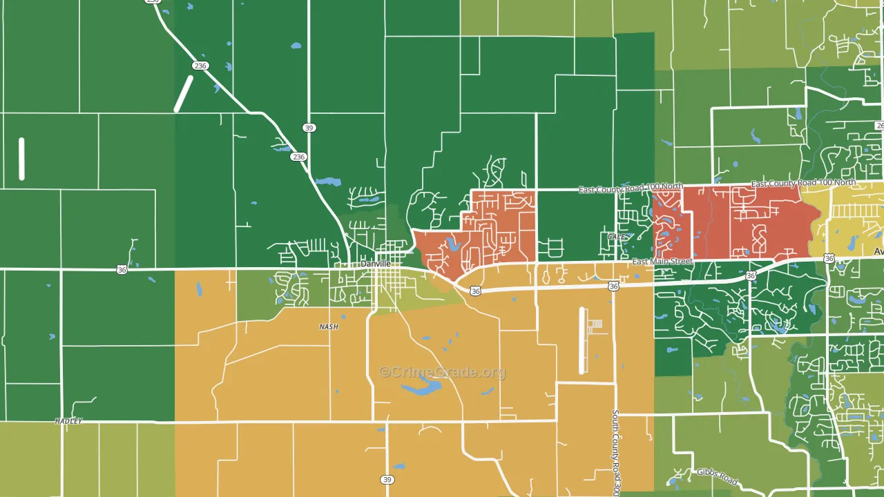 Danville, IN Map of Vandalism Rates