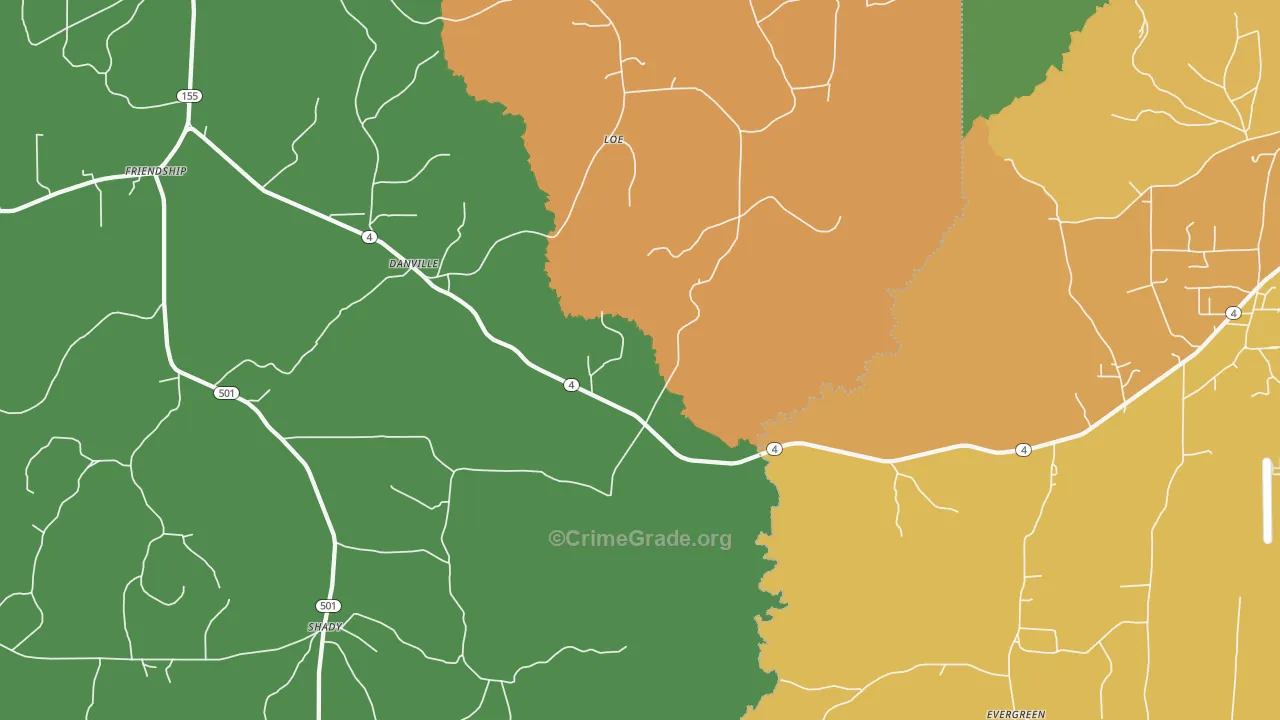 Danville, LA Map of Vandalism Rates