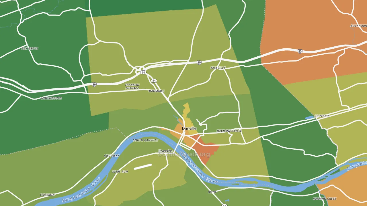 Danville, PA Map of Vandalism Rates