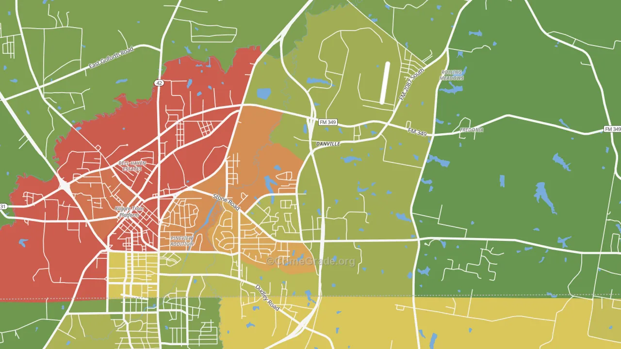 Danville, TX Map of Vandalism Rates