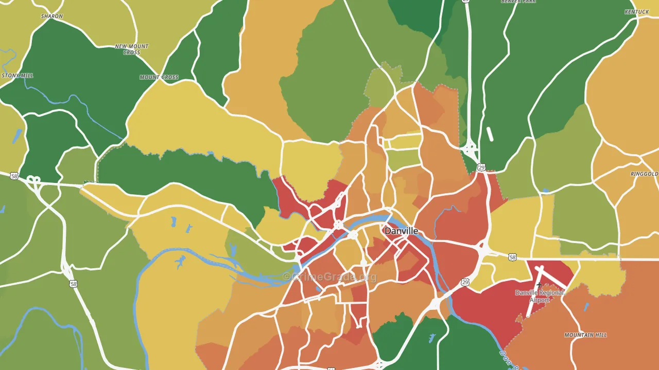 Danville, VA Map of Vandalism Rates