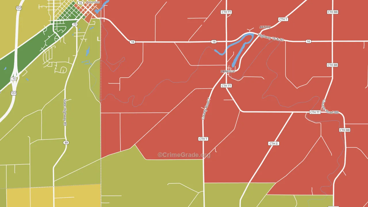Danville, WI Map of Vandalism Rates