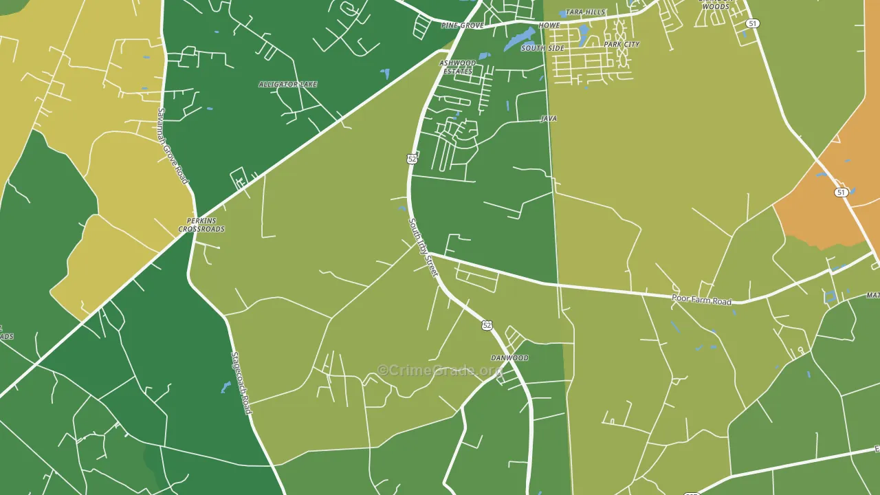 Danwood, SC Map of Vandalism Rates