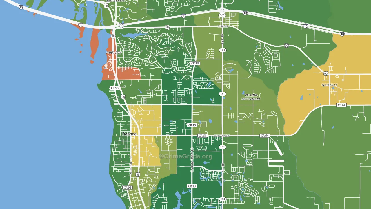 Daphne, AL Map of Vandalism Rates