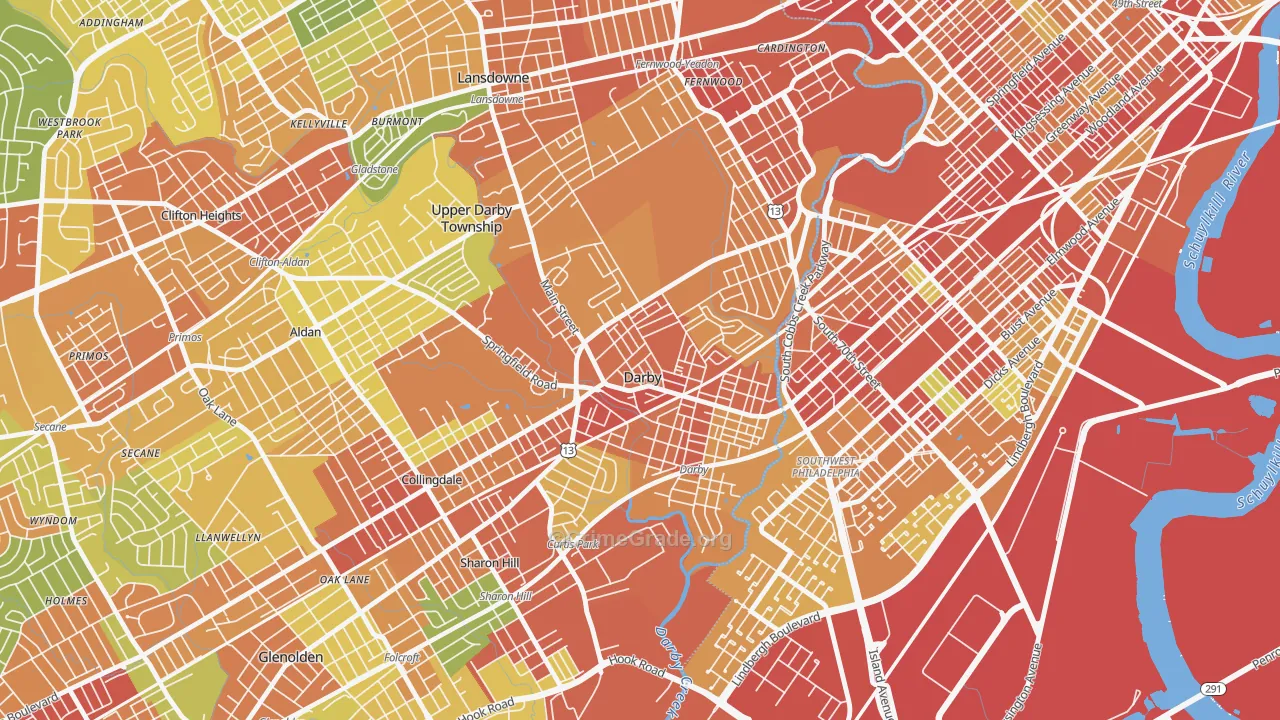 Darby, PA Map of Vandalism Rates