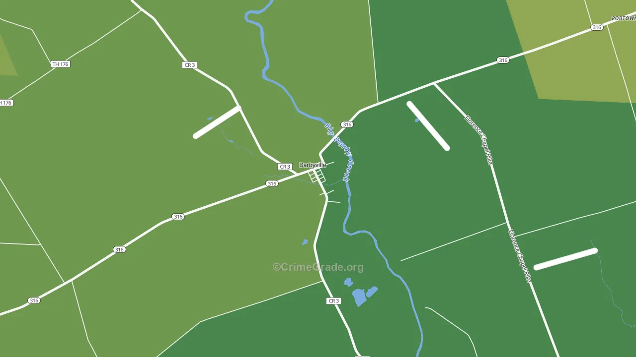 Darbyville, OH Map of Vandalism Rates