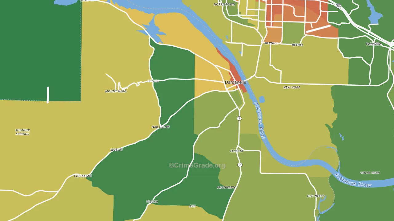 Dardanelle, AR Map of Vandalism Rates