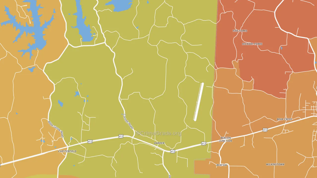 Darden, TN Map of Vandalism Rates