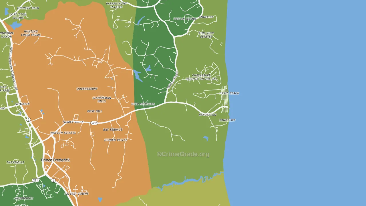 Dares Beach, MD Map of Vandalism Rates