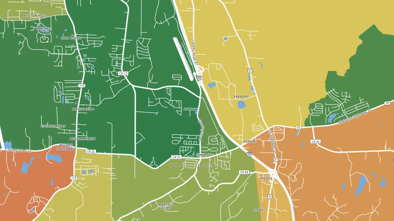 Dargin, AL Map of Vandalism Rates