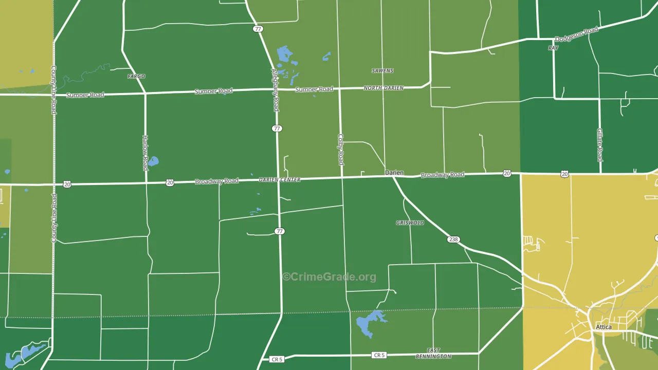 Darien Center, NY Map of Vandalism Rates