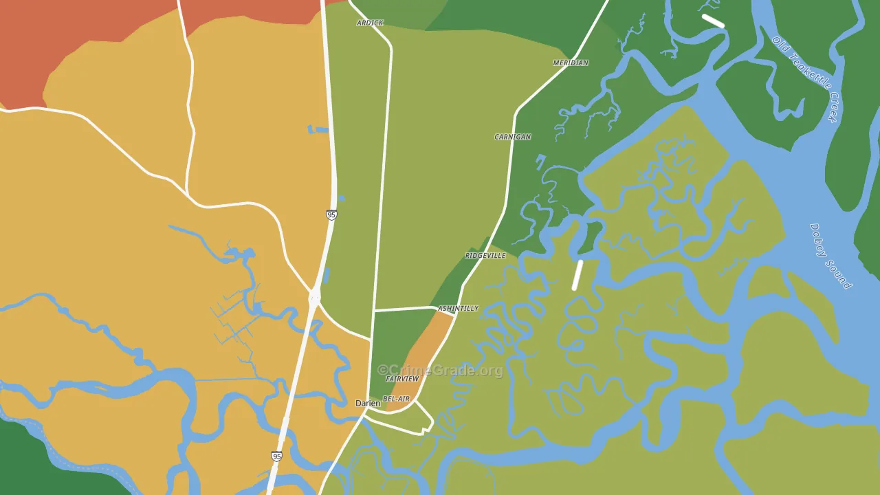 Darien, GA Map of Vandalism Rates