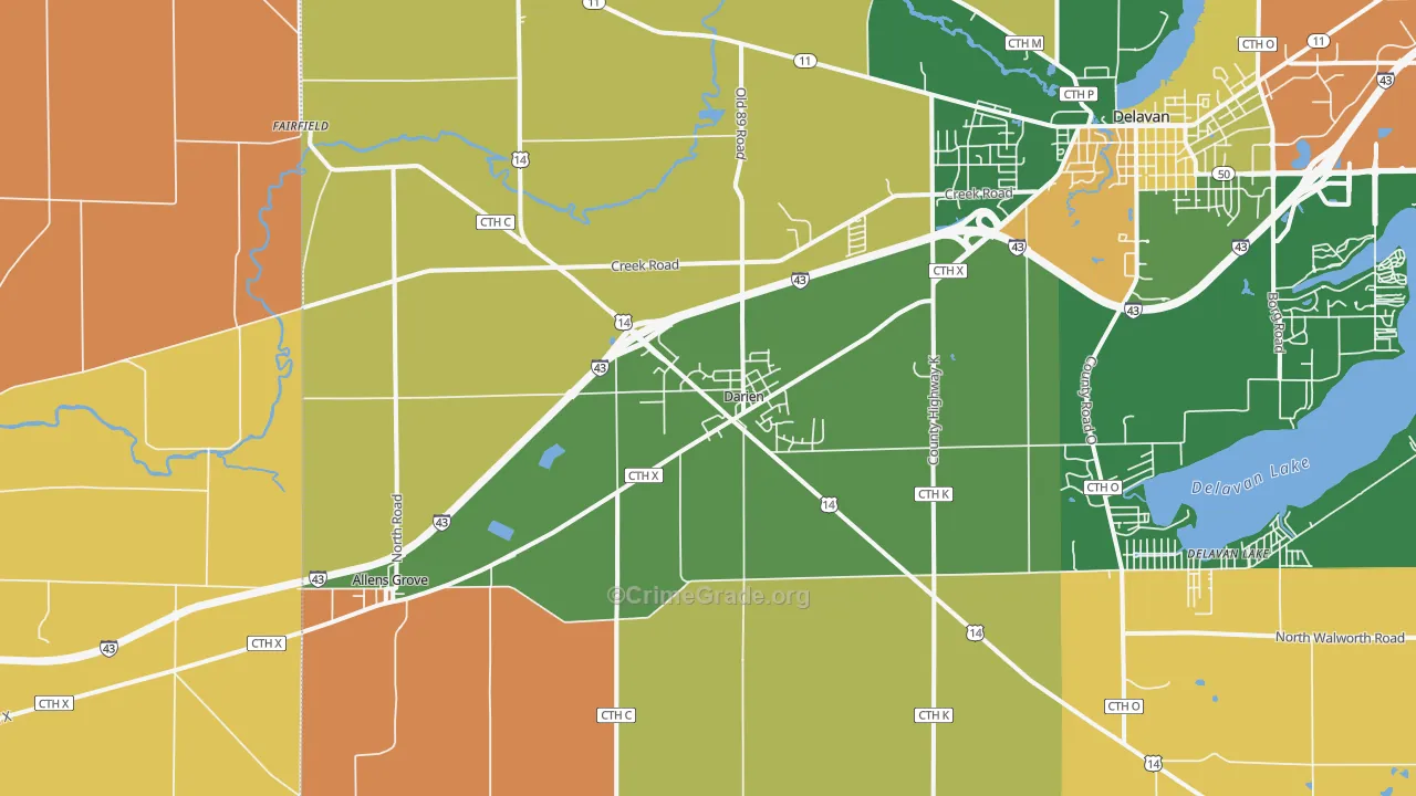 Darien, WI Map of Vandalism Rates
