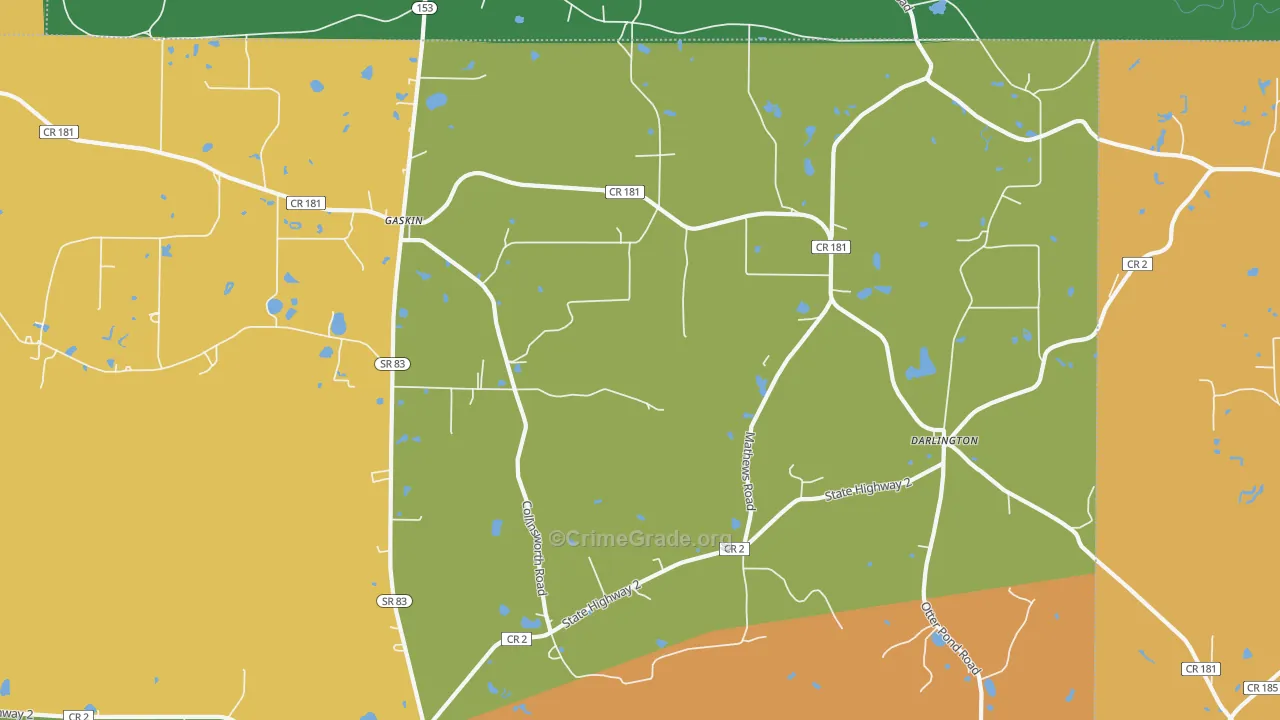 Darlington, FL Map of Vandalism Rates