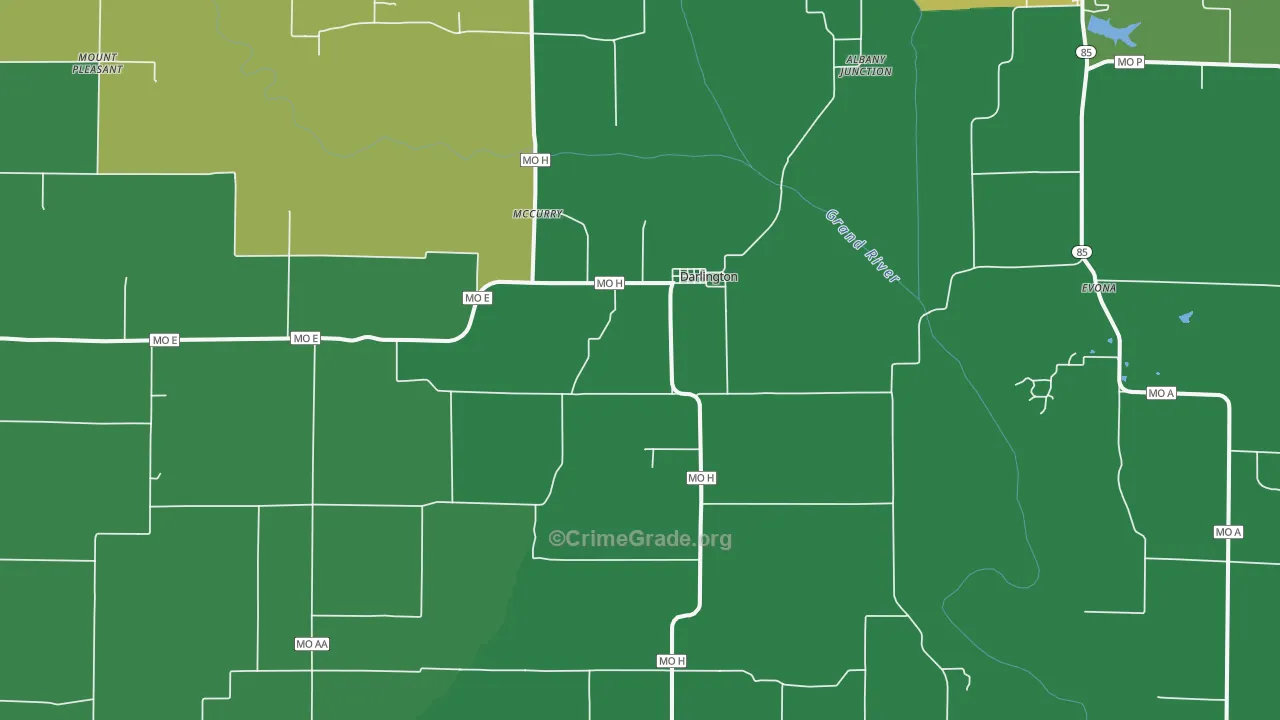 Darlington, MO Map of Vandalism Rates