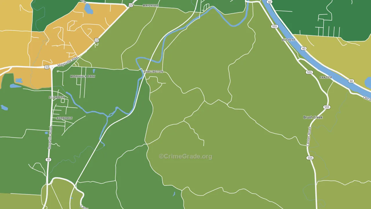 Darlington, OH Map of Vandalism Rates