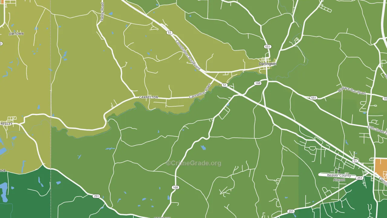 Darlington, PA Map of Vandalism Rates