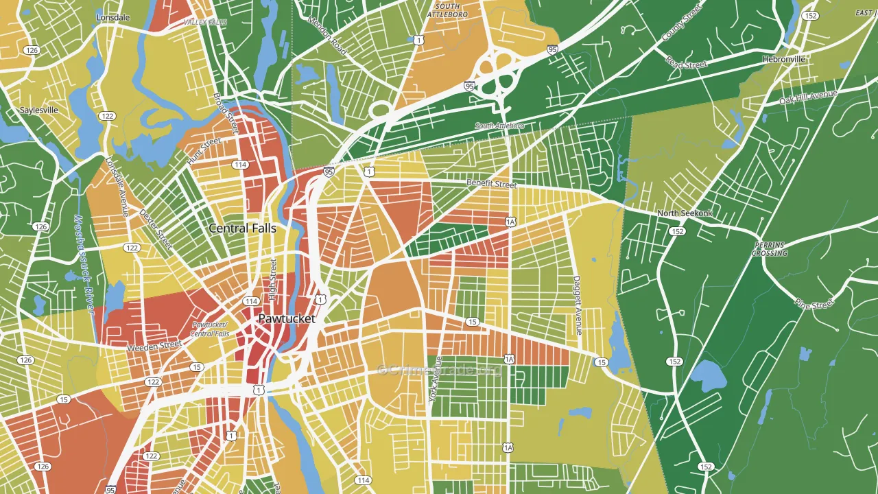 Darlington, Pawtucket, RI Map of Vandalism Rates