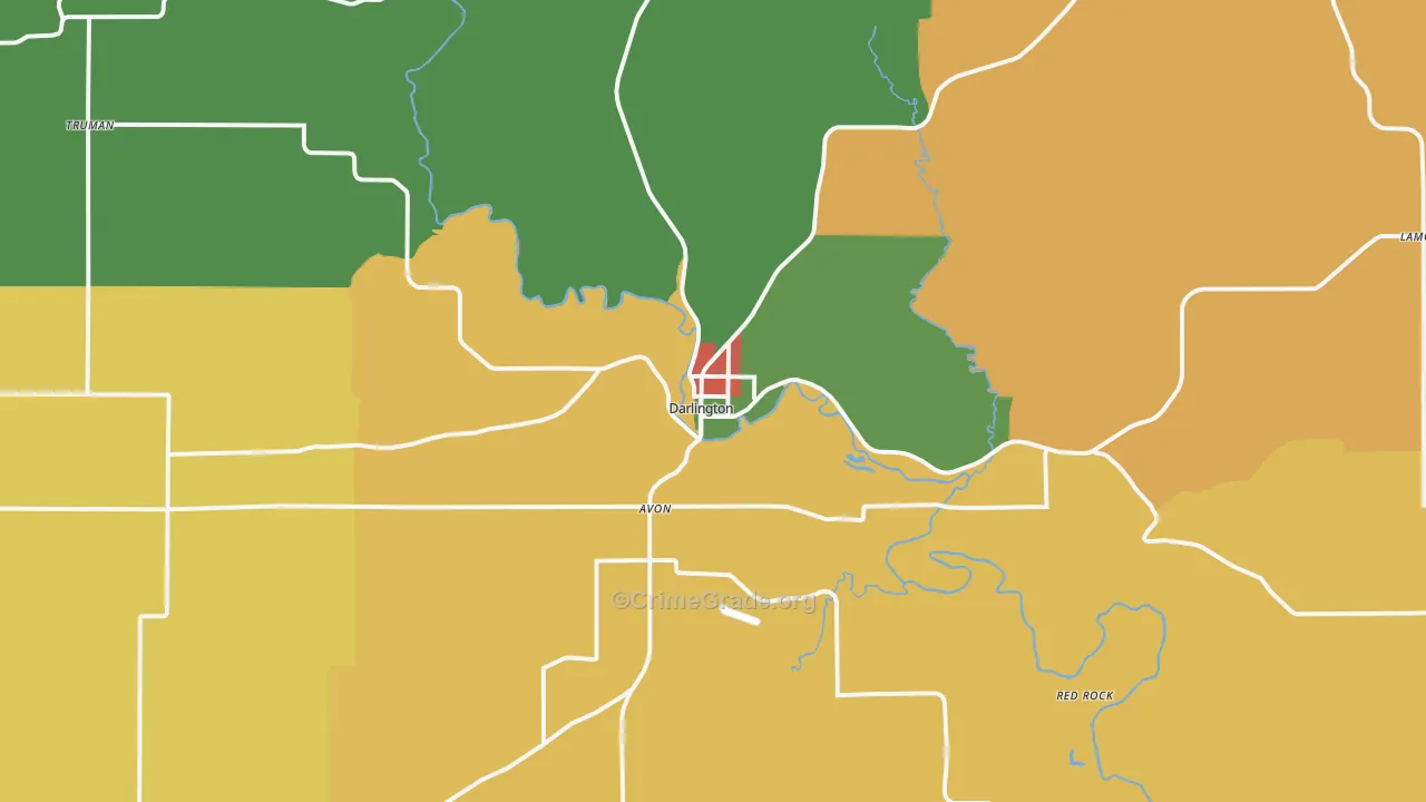 Darlington, WI Map of Vandalism Rates
