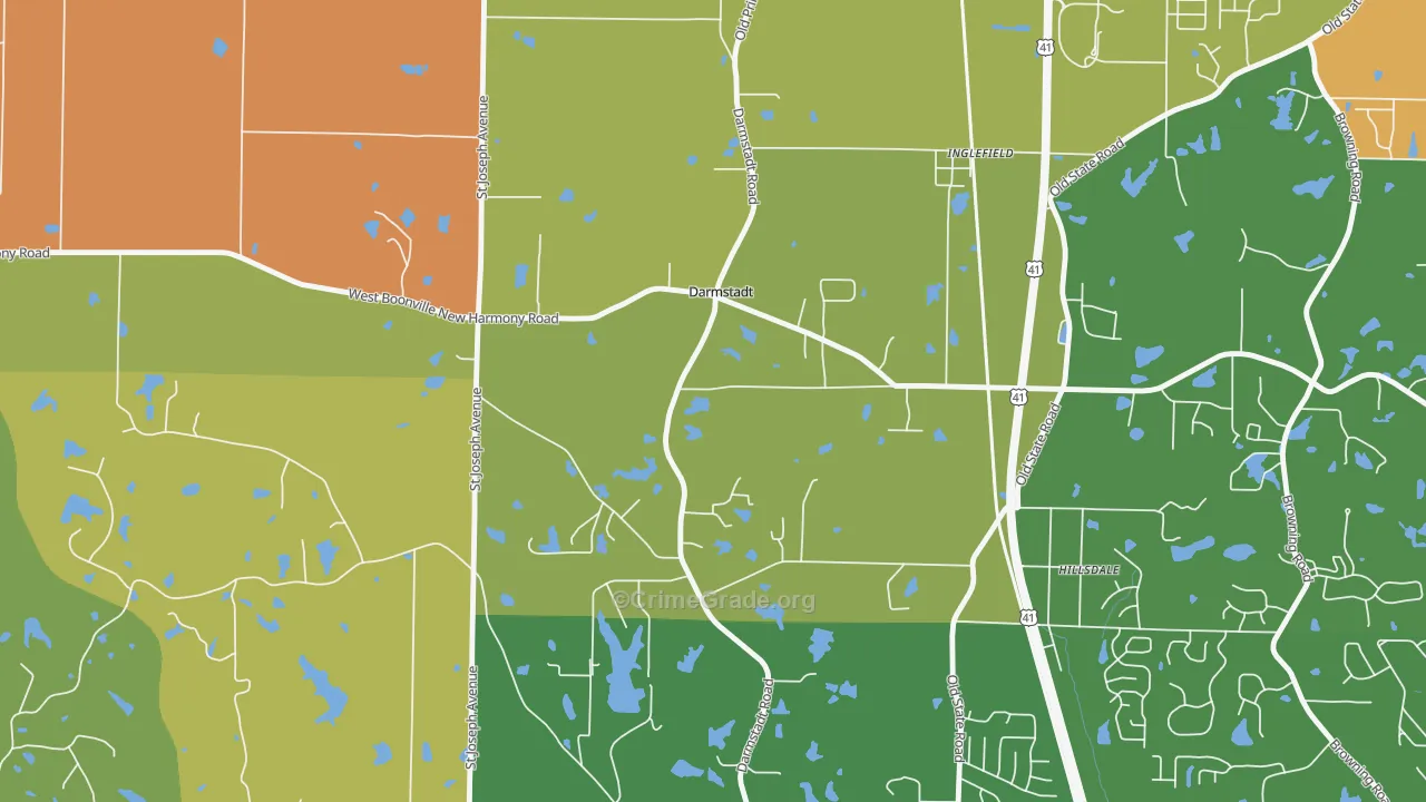 Darmstadt, IN Map of Vandalism Rates