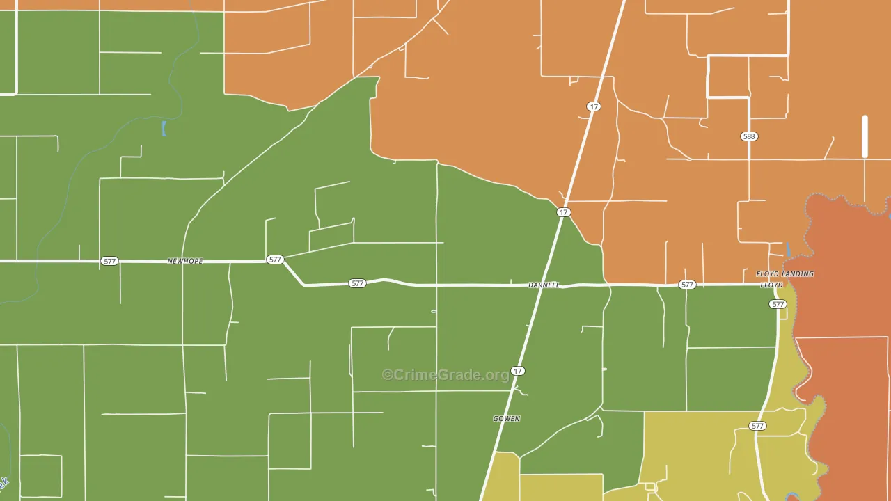 Darnell, LA Map of Vandalism Rates