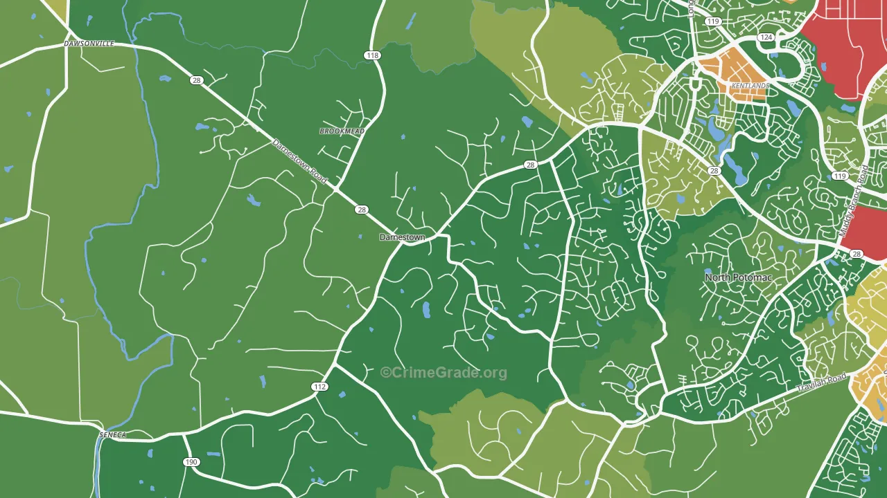 Darnestown, Gaithersburg, MD Map of Vandalism Rates