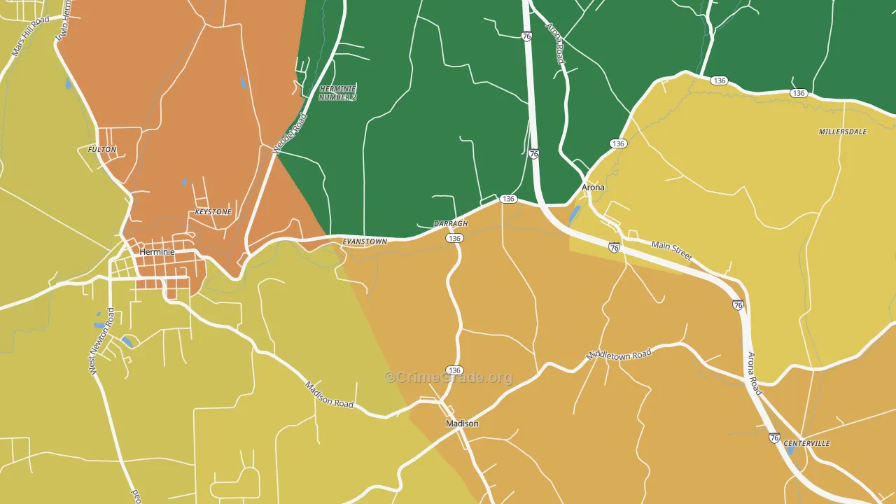 Darragh, PA Map of Vandalism Rates