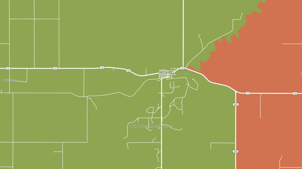 Darrouzett, TX Map of Vandalism Rates