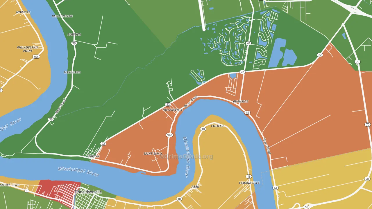 Darrow, LA Map of Vandalism Rates