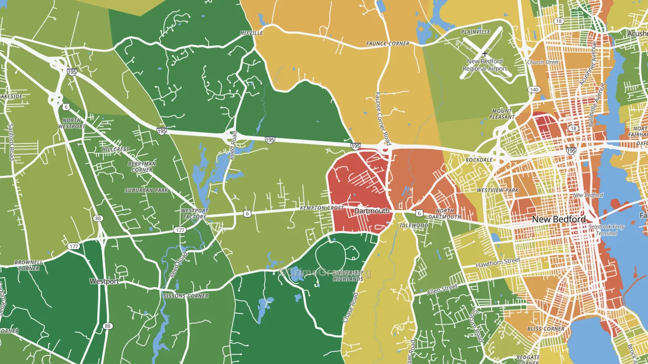 Dartmouth, MA Map of Vandalism Rates