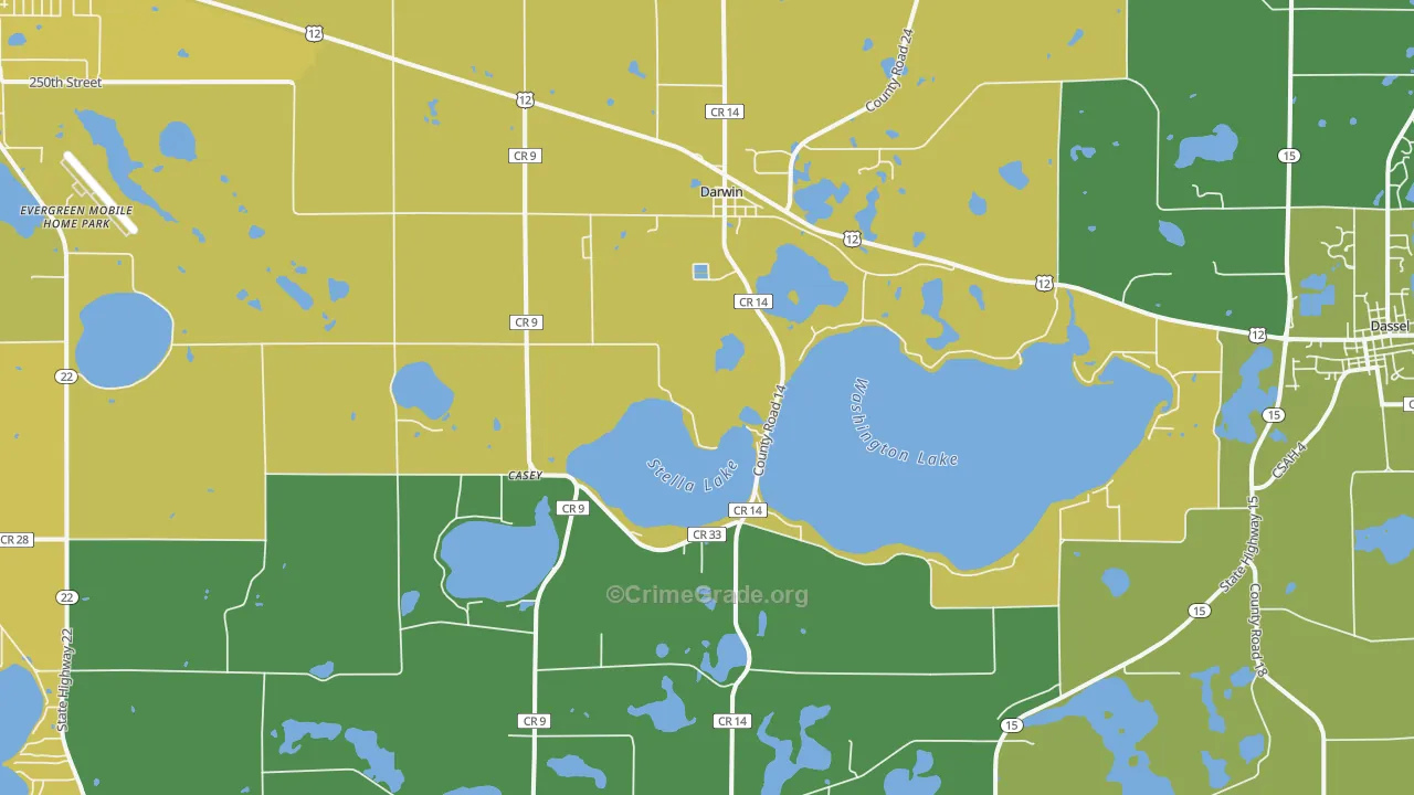 Darwin, MN Map of Vandalism Rates