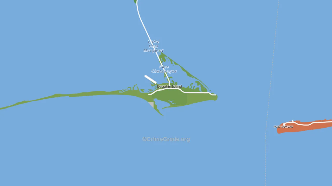 Dauphin Island, AL Map of Vandalism Rates