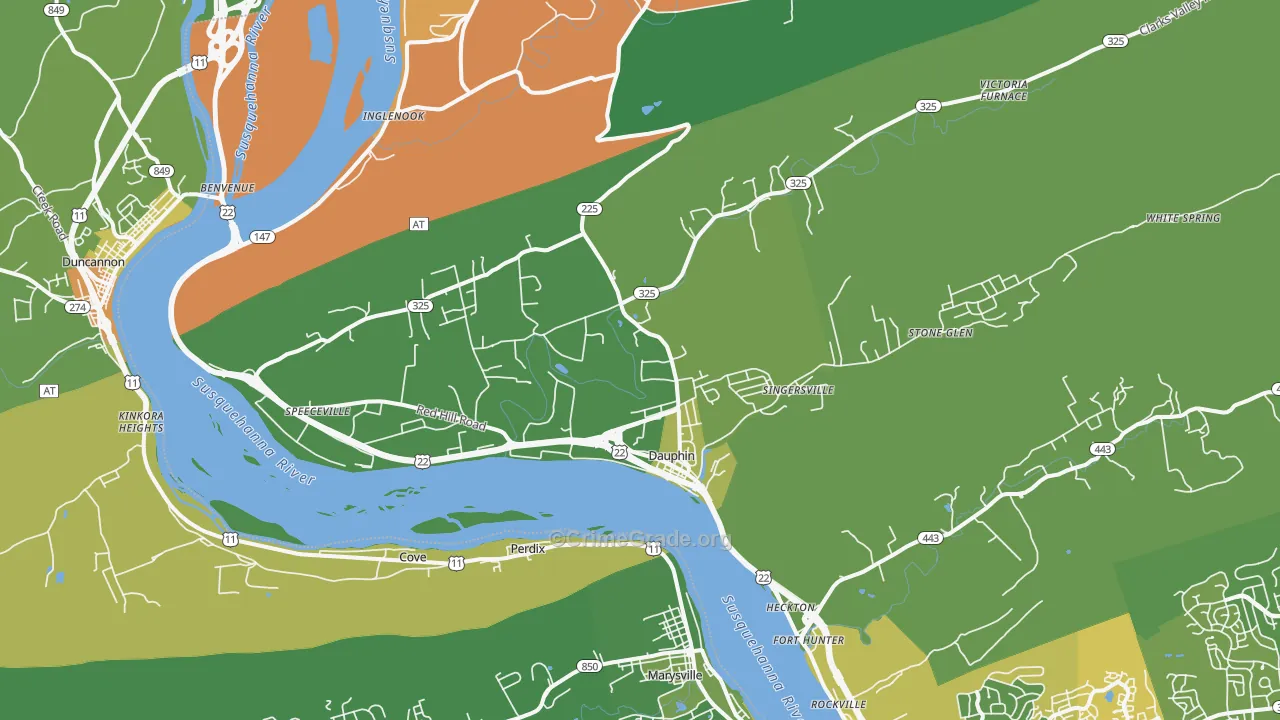 Dauphin, PA Map of Vandalism Rates