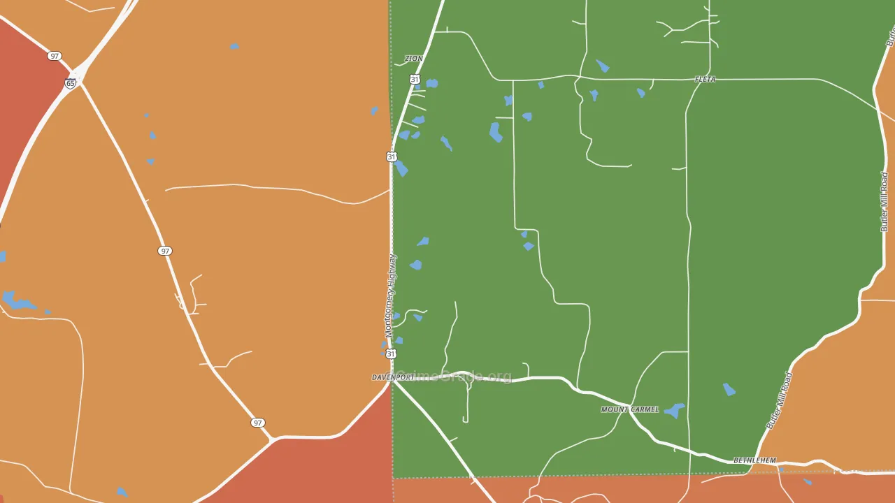 Davenport, AL Map of Vandalism Rates