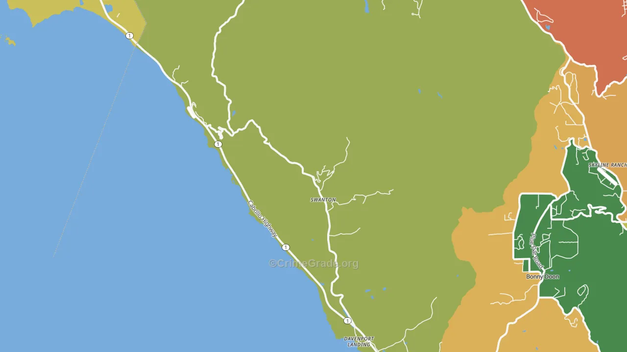 Davenport, CA Map of Vandalism Rates
