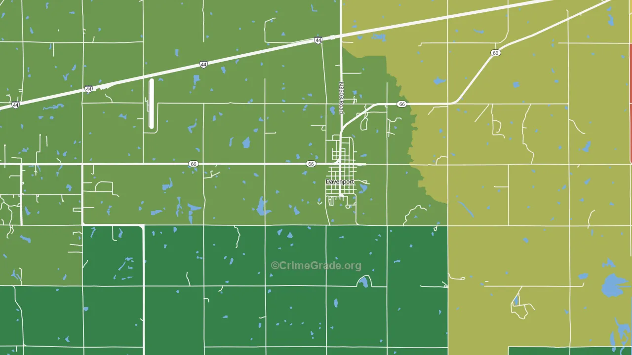 Davenport, OK Map of Vandalism Rates