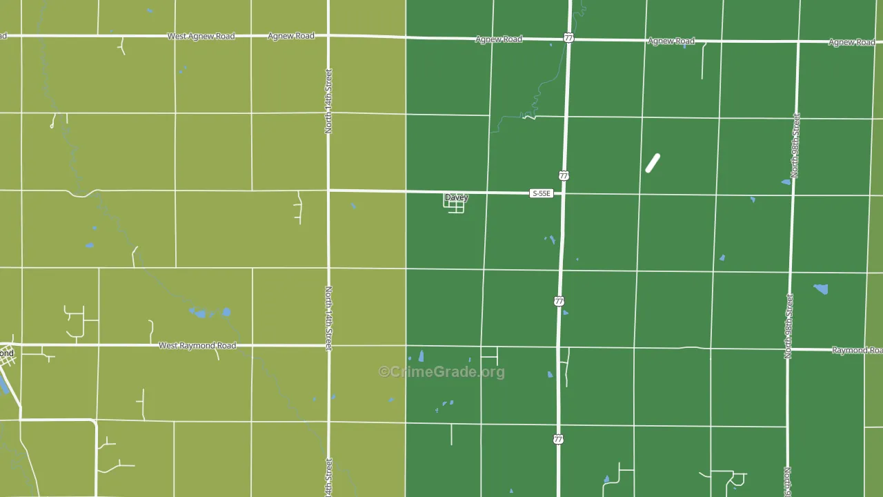 Davey, NE Map of Vandalism Rates