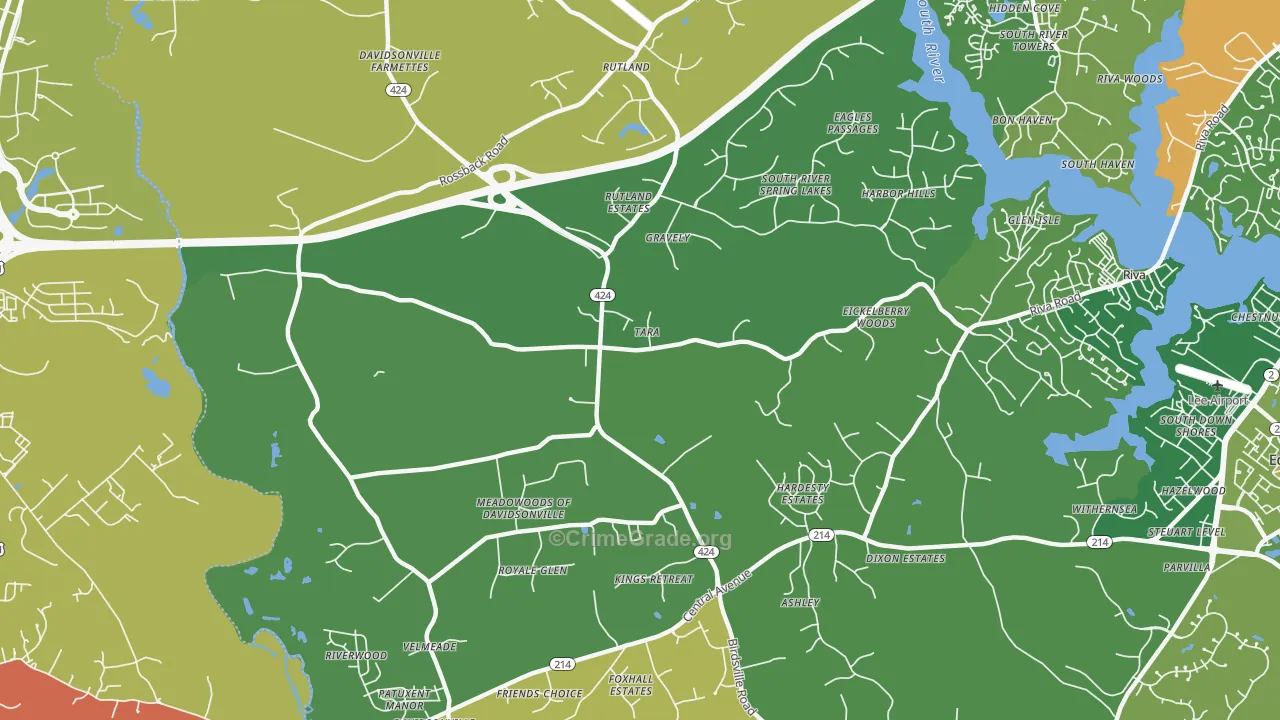 Davidsonville, MD Map of Vandalism Rates
