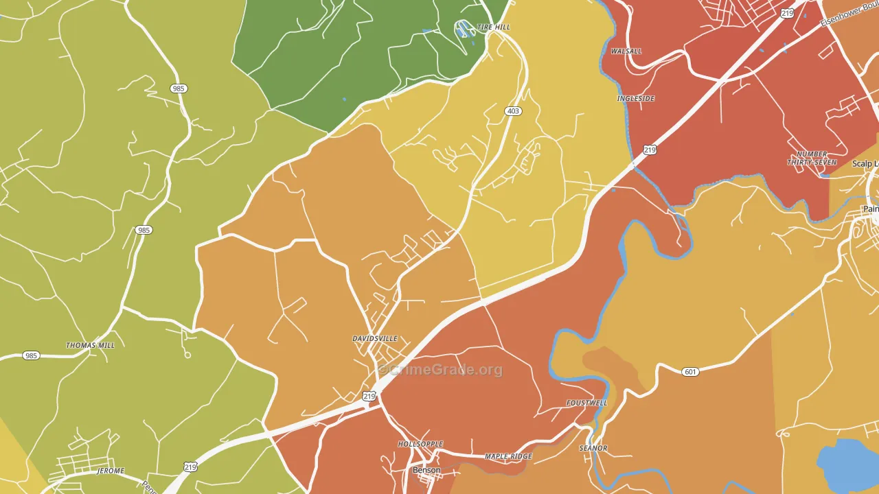 Davidsville, PA Map of Vandalism Rates