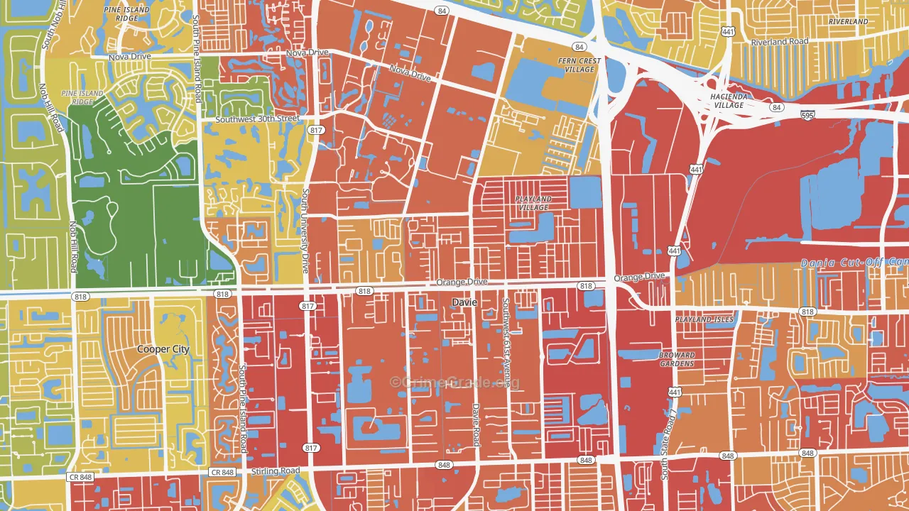Davie Heights, Davie, FL Map of Vandalism Rates