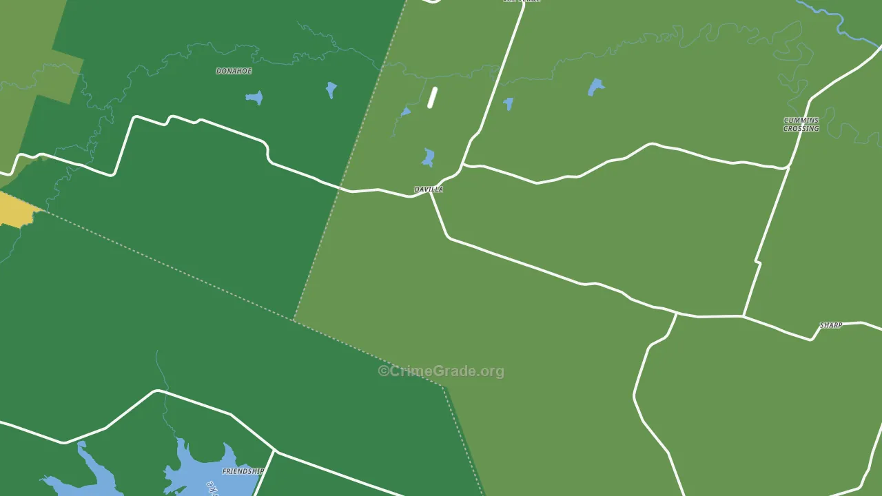 Davilla, TX Map of Vandalism Rates