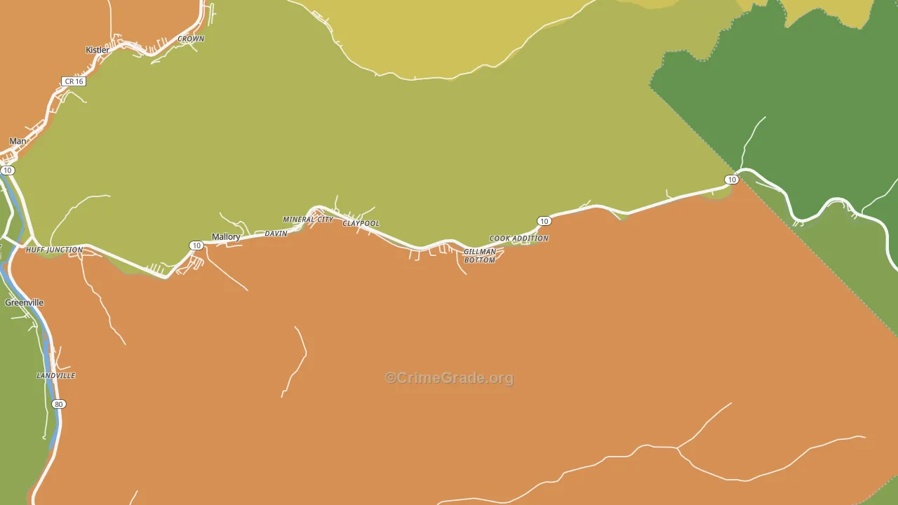 Davin, WV Map of Vandalism Rates