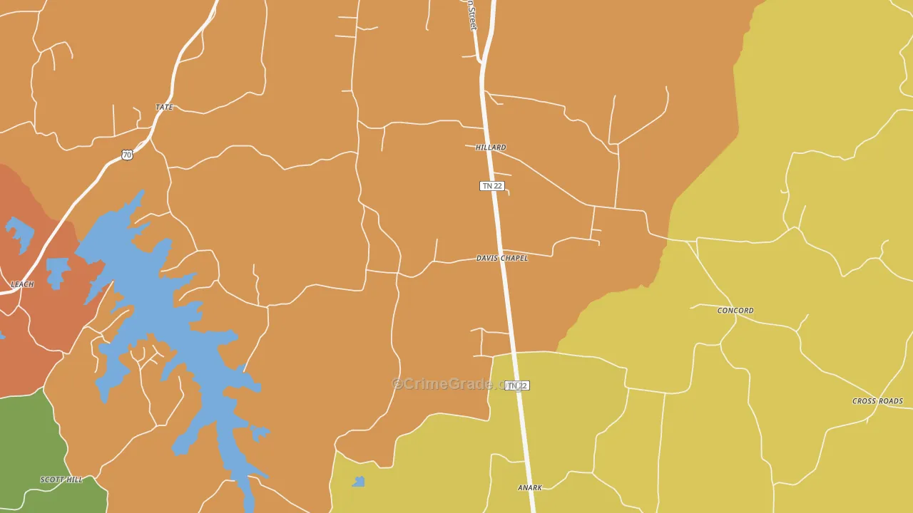 Davis Chapel, TN Map of Vandalism Rates
